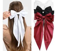 Fiocchi per capelli da donna con fiocco a coquette con nappe lunghe, fermagli grandi per ragazze (nero, bianco, rosso)