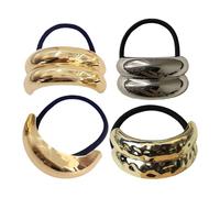 Fiocchi per capelli in metallo,Fermagli per capelli in metallo per le | donne, 4x corde elastiche geometriche per capelli, elastici dorati, supporto per coda di cavallo, corda per, a