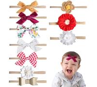 Fiocchi per capelli in nylon per ragazze, fiocchi per capelli in nylon per bambini | 10 fasce e fiocchi in nylon per ragazze - Fiocco legato bambino affascinante ed elastico per baby show azione G