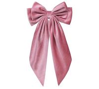 Fiocchi per capelli in velluto beige rosa con coda lunga, per donne e ragazze, per capelli spessi, per San Valentino, accessorio decorativo per tutti i giorni, grande fiocco, fermaglio per capelli