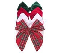 Fiocchi per capelli natalizi per bambine con fiocco in velluto, fermagli per capelli a quadri di Natale, per mamma e mamma, accessori per capelli con fiocco rosso, verde e bianco, confezione da 4