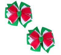 Fiocchi per capelli natalizi per ragazze, colore rosso, verde, bianco, a 3 strati, con fiocco in gros grain fatto a mano, clip a coccodrillo in metallo, accessorio per capelli di Babbo Natale, calza