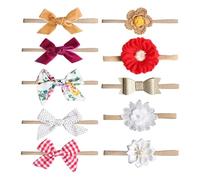 Fiocchi per capelli per e ragazze, fiocchi per capelli in nylon per bambine - 10 x annodato in nylon fatto a mano per i più piccoli, elastici morbidi ed elastici elastici elastici per