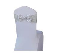 Fiocchi Per Sedia In Tulle 50 Pieces Wedding Decoration Spandex Chair Sash | Satin Ready Made Bow Tie Bands For Hotel Birthday Party Show Butterfly(SILVER)
