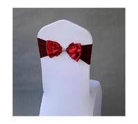 Fiocchi Per Sedia In Tulle 50 Pieces Wedding Decoration Spandex Chair Sash | Satin Ready Made Bow Tie Bands For Hotel Birthday Party Show Butterfly(BURGANDY)