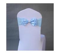 Fiocchi Per Sedia In Tulle 50 Pieces Wedding Decoration Spandex Chair Sash | Satin Ready Made Bow Tie Bands For Hotel Birthday Party Show Butterfly(SKY BLUE)