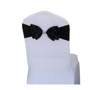 Fiocchi Per Sedia In Tulle 50 Pieces Wedding Decoration Spandex Chair Sash | Satin Ready Made Bow Tie Bands For Hotel Birthday Party Show Butterfly(BLACK)