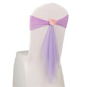Fiocchi per sedie in Raso Fascia for Sedia in Organza Elasticizzata con Decorazione di Nozze Sfera Rosa Fiore Artificiale in Spandex Adatto a Tutti Gli spettacoli Feste Compleanno(Violet,50pcs)
