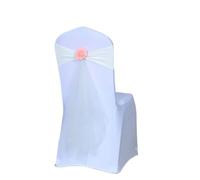 Fiocchi per sedie in Raso Fascia for Sedia in Organza Elasticizzata con Decorazione di Nozze Sfera Rosa Fiore Artificiale in Spandex Adatto a Tutti Gli spettacoli Feste Compleanno(White,50pcs)