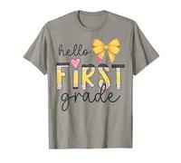 Fiocco a matita Hello First Grade Teacher Coquette per tornare a scuola Maglietta