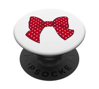 Fiocco a pois rossi e bianchi da ragazza a pois carino PopSockets PopGrip Adesivo