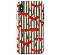 Fiocco a righe di Natale Seamless Pattern Coquette Archi Natale Custodia per iPhone X/XS