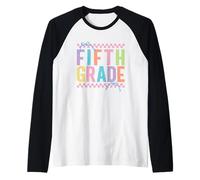 Fiocco a scacchi con lettere colorate di quinto grado Maglia con Maniche Raglan