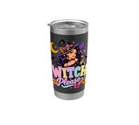Fiocco a strisce viola Halloween Witch Please Pretty Prugna Bicchiere termico in acciaio inox doppia parete