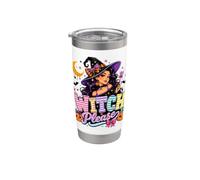 Fiocco a strisce viola Halloween Witch Please Pretty Prugna Bicchiere termico in acciaio inox doppia parete