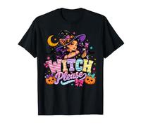Fiocco a Strisce Viola Halloween Witch Please Pretty Prugna Maglietta