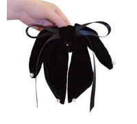 Fiocco Capelli Donna 2 pezzi Temperamento elegante, clip con fiocco, capelli vintage, dolce e squalo, stili autunno inverno(Black)