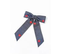 Fiocco Capelli Donna Fermaglio for capelli con fiocco in denim rosso a forma di cuore da 2 pezzi, temperamento dolce e femminile