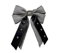 Fiocco capelli donna Rhinestone Barrettes 2 Layer Plaid Big Bow Pearl Hair Clip Ponytail Clip Hair Grip For Women Hair Accessories matrimonio(Color-01)