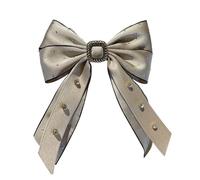 Fiocco capelli donna Rhinestone Barrettes 2 Layer Plaid Big Bow Pearl Hair Clip Ponytail Clip Hair Grip For Women Hair Accessories matrimonio(Color-02)