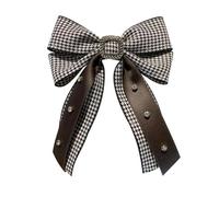 Fiocco capelli donna Rhinestone Barrettes 2 Layer Plaid Big Bow Pearl Hair Clip Ponytail Clip Hair Grip For Women Hair Accessories matrimonio(Color-03)