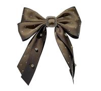 Fiocco capelli donna Rhinestone Barrettes 2 Layer Plaid Big Bow Pearl Hair Clip Ponytail Clip Hair Grip For Women Hair Accessories matrimonio(Color-04)