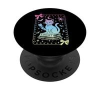 Fiocco civetta Gatto nero Libri Incantesimi Pastello Strega PopSockets PopGrip Adesivo