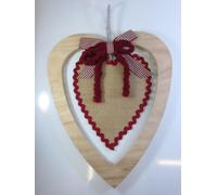 FIOCCO/COCCARDA FUORIPORTA NATALE "CUORE IN LEGNO E JUTA" CON AIDA