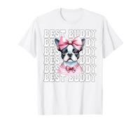 Fiocco da Civetta Best Buddy Boston Terrier Bostie per Cane e Ragazza Maglietta