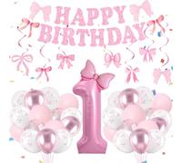 Fiocco Decorazione Compleanno Rosa, Palloncini Compleanno 1 Anno Bimba, Con Striscione Compleanno Fiocco, Palloncini 1 Anno, Per Donne, Festa Principessa, Matrimonio, Compleanno Decorazioni
