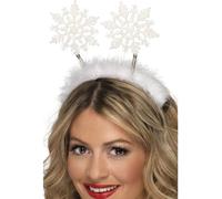 Fiocco di Neve Natale Boppers Fascia Bianco da Donna Costume Accessorio Nuovo