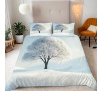 Fiocco Di Neve Parure Copripiumino Matrimoniale 155x220cm Alberi Con Fiocchi Di Neve Invernali Copripiumino Ragazza Set di Biancheria da Letto Microfibra Cerniera Nascosta 3 Pezzi e 2 x Federe 50x75cm