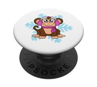 Fiocco di neve scimmia divertente carino inverno motivo PopSockets PopGrip Adesivo
