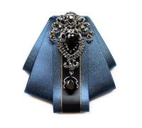 Fiocco di seta spilla spilla strass cristallo papillon uomo donna camicia da sposa collare vintage pre-legato cravatta elegante cravatta da sposa, Misura unica, come descritto