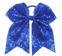 Fiocco elastico per capelli con paillettes, 16,5 cm, grande fiocco per coda di cavallo, per donne, ragazze, bambini e adolescenti