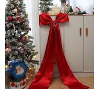 Fiocco extra large per albero di Natale, 40,6 cm, nastro di raso rosso con stelle filanti lunghe 1,2 m, per interni ed esterni, decorazione per ghirlanda, porta, caminetto, scale, confezioni regalo