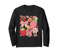 Fiocco fragola cuore fiore carino stile kawaii Maglia a Manica