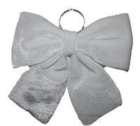 Fiocco grande in velluto cm 34 per decorazioni puntale albero di natale addobbi negozio ristoranti hotel -bianco