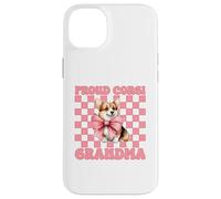 Fiocco in civetta rosa con cagnolino Proud Corgi Grandma Nana Custodia per iPhone 14 Plus
