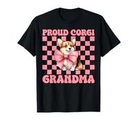 Fiocco in Civetta Rosa con Cagnolino Proud Corgi Grandma Nana Maglietta