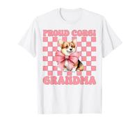 Fiocco in Civetta Rosa con Cagnolino Proud Corgi Grandma Nana Maglietta
