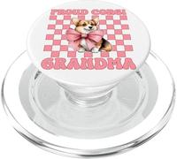 Fiocco in civetta rosa con cagnolino Proud Corgi Grandma Nana PopSockets PopGrip per MagSafe
