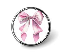 Fiocco in nastro di raso rosa pastello con lunghe code fluenti spilla rotonda per uomo donna moda distintivo collare pin vestito giacca zaino accessori