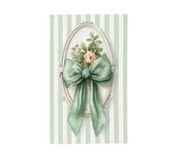 Fiocco in nastro verde salvia e cornice ovale bianca, bandiere per casa da cortile, 0,9 x 1,5 m, striscione di auguri con occhielli per interni ed esterni, decorazioni per la casa