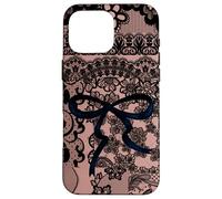 Fiocco in pizzo nero con fiocco rosa carino gotico Coquette Girl Custodia per iPhone 16 Pro Max