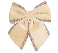 Fiocco in tessuto lucido per albero di Natale multicolore accenti decorativi per eventi e feste (beige-L)
