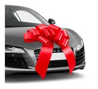 Fiocco Matrimonio Auto Grande Rosso Include 2 Strisce Biadesive e 2 Ventose, 58CM Fiocchi Automontante Riutilizzabile Gigante per Autoveicolo, Bicicletta, Decorazioni Natale, Compleanno & Festa Casa