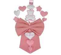 Fiocco Nascita bimba rosa PERSONALIZZATO con NOME Ricamato Made in Italy micocca baby