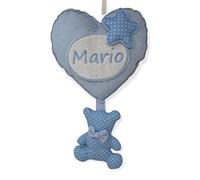Fiocco nascita bimbo bimba a forma di cuore con orsetto, Cuore stella orso con nome personalizzato, Coccarde nascita bimba bimbo a forma d cuore