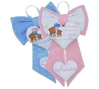 Fiocco nascita bimbo bimba personalizzato con il nome e la frase, fiocco nascita rosa azzurro Made in Italy
